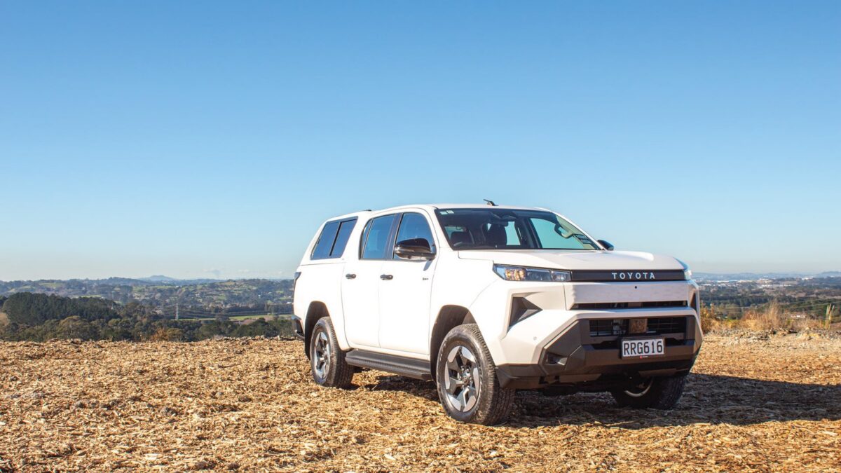 Toyota Hilux BEV parked on farmland