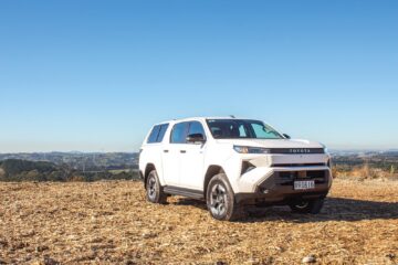 Toyota Hilux BEV parked on farmland