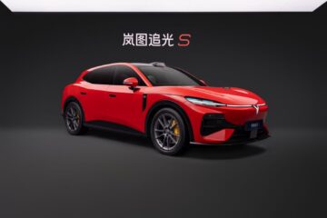 Voyah Passion S in red, front three quarter studio view