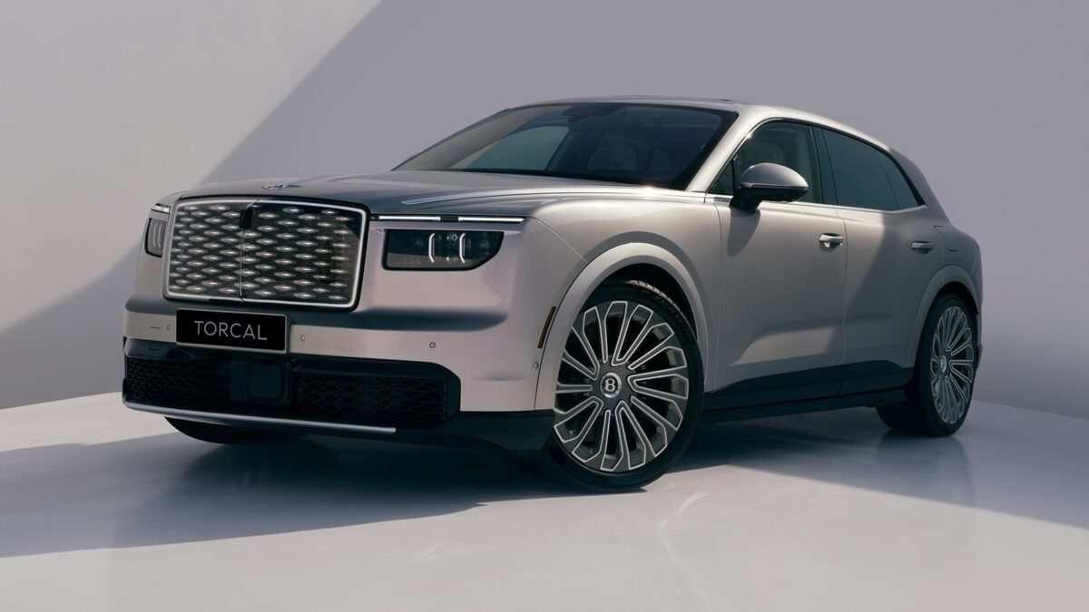 Bentley Torcal electric SUV front view in a studio