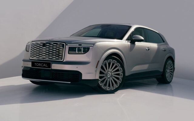 Bentley Torcal electric SUV front view in a studio