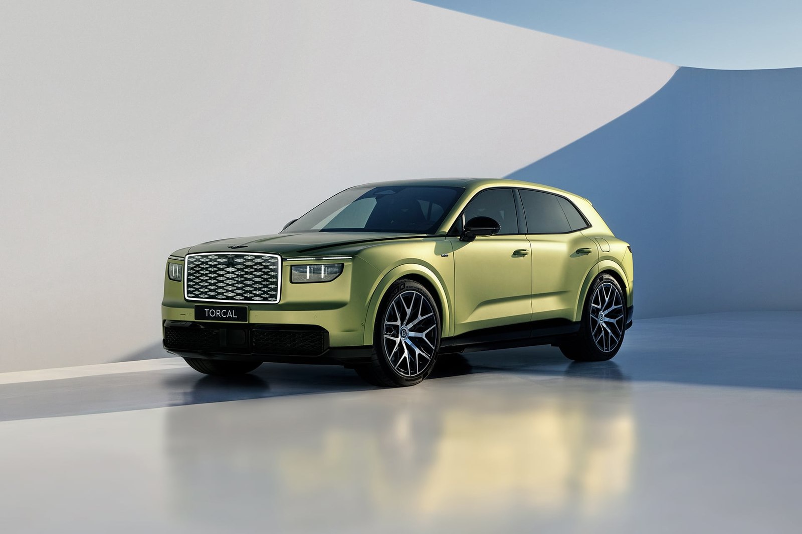 Bentley Torcal front three quarter in a studio