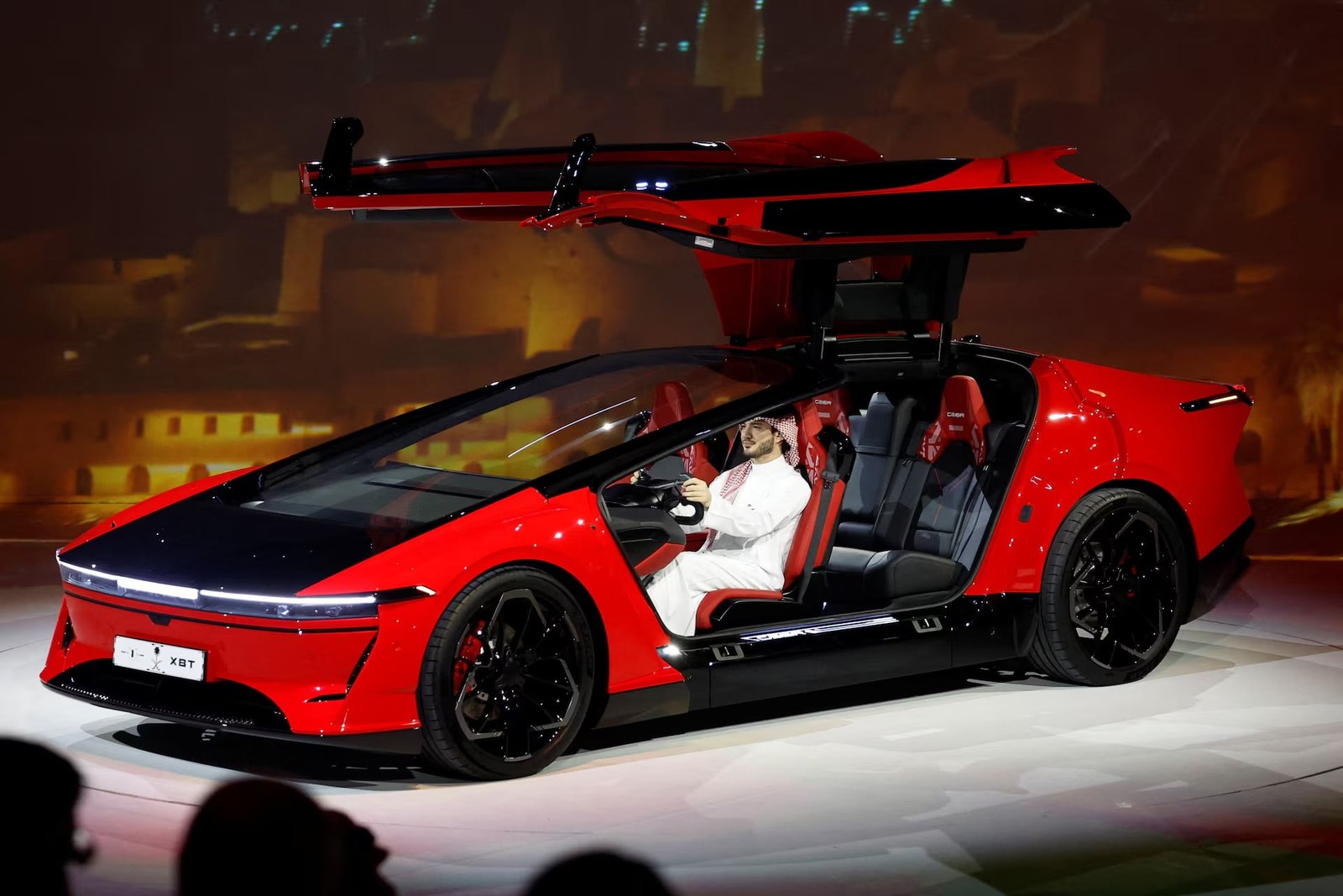 Ceer Exobot with its gullwing doors open showing the cabin