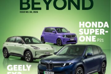 EVs & Beyond magazine cover featuring BMW iX3, Geely EX2 and Honda Super-One