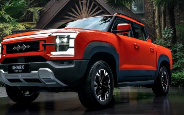 Orange Fang Cheng Bao Shark ute front three quarter
