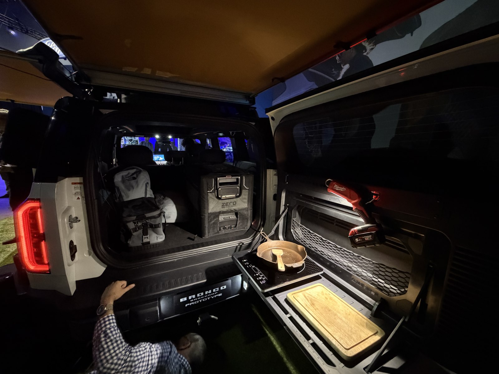 Ford Bronco Basecamp rear swing gate with fold-down table and lighting