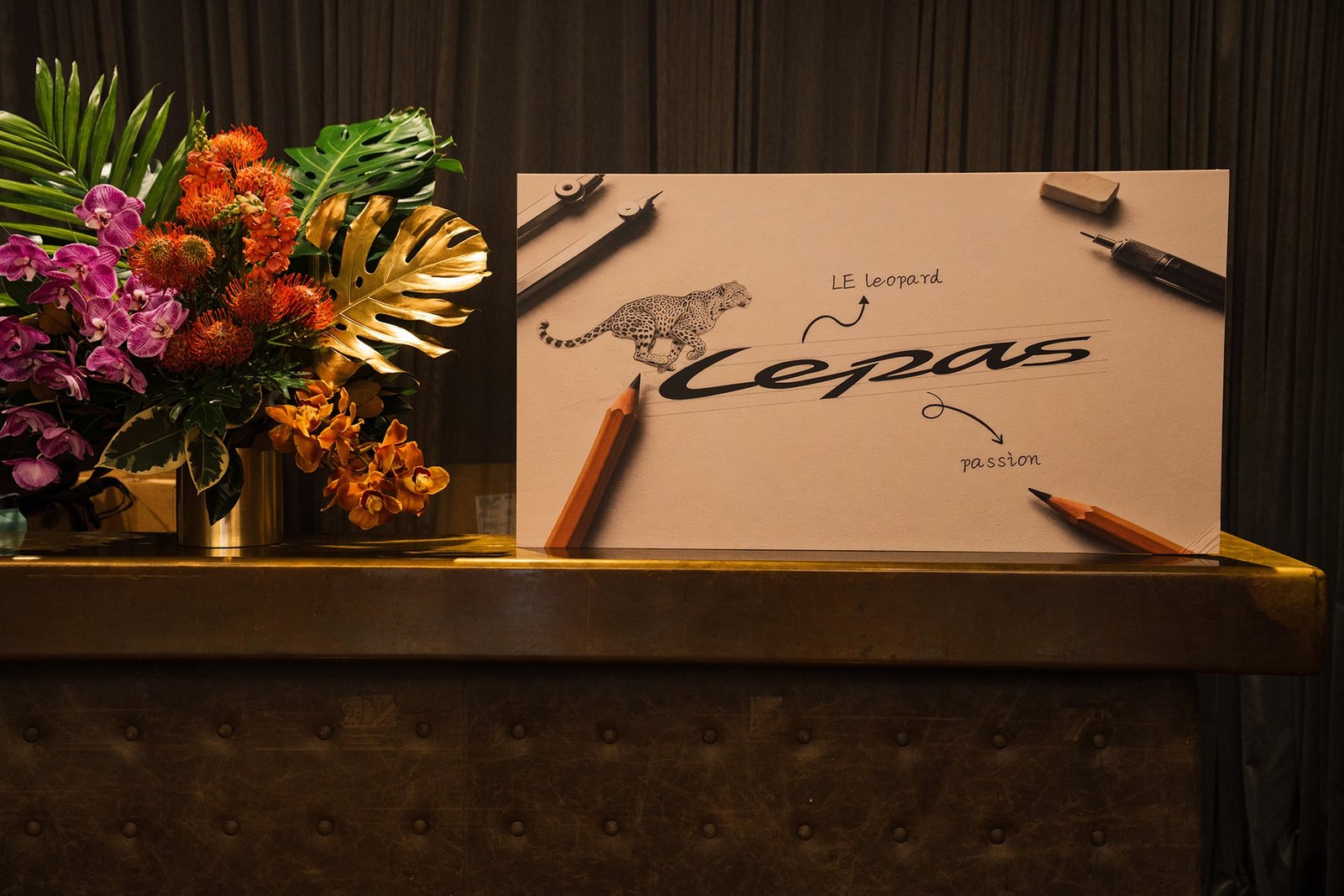 Lepas brand sketch with a leopard illustration