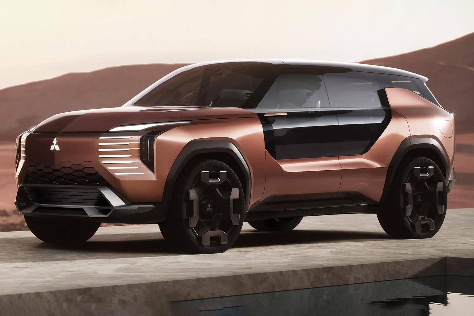 Front three-quarter view of the copper Mitsubishi Elevance Concept SUV