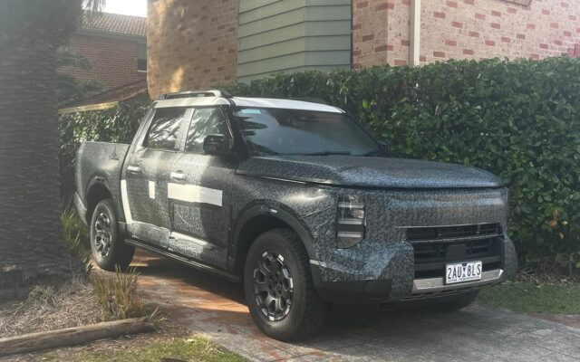 Camouflaged Nissan Frontier Pro prototype parked in a driveway in Kirrawee, Sydney