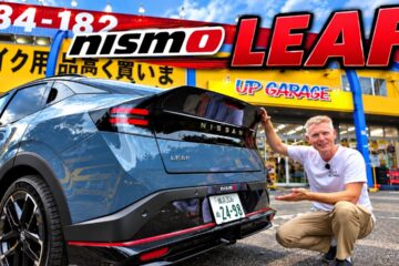 Gavin Shoebridge with the Nissan Leaf Nismo outside Up Garage in Japan