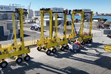 Straddle carriers at the Port of Tauranga container terminal