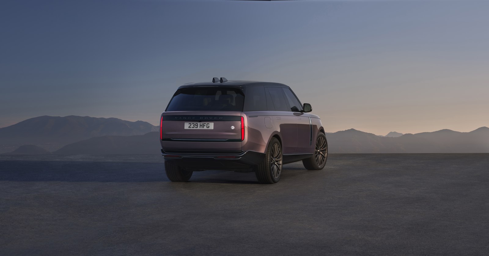 Range Rover Electric rear three quarter at dusk