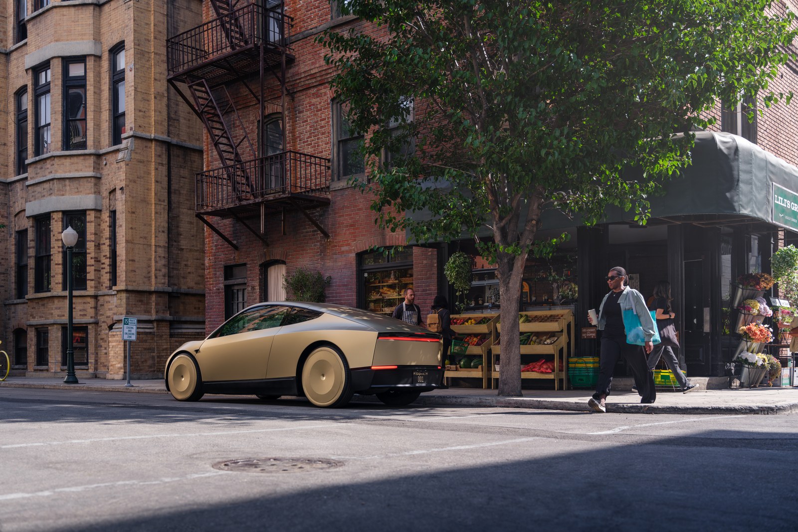 Tesla Cybercab parked on a city street