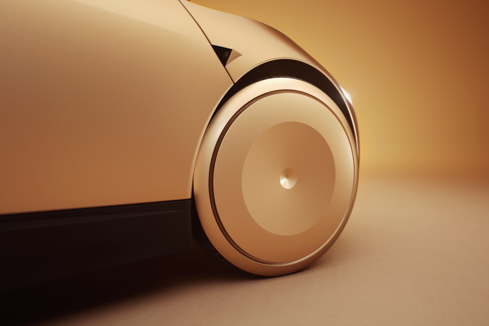 Close up of a Tesla Cybercab wheel