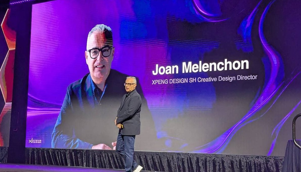 Joan Melenchon, creative design director at XPeng's Shanghai design studio, presenting the L03