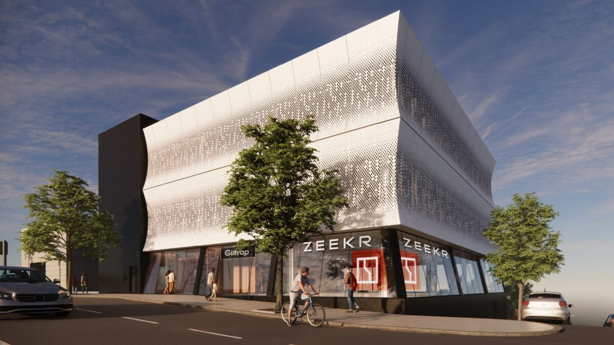 Render of the Zeekr flagship showroom at 137 Great North Road