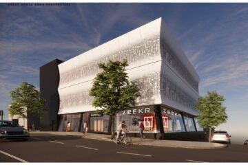 Render of the Zeekr flagship showroom at 137 Great North Road