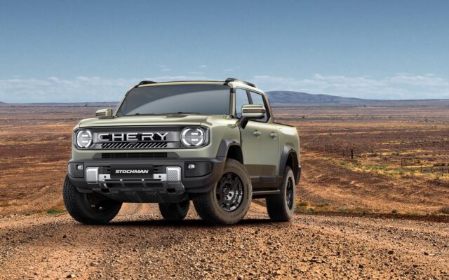 Chery Stockman ute in green on a dusty outback road