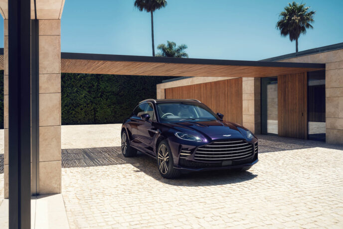 Aston Martin DBX SUV parked in a courtyard