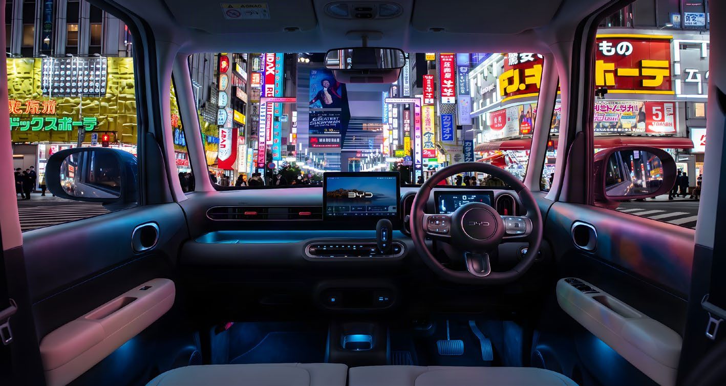 BYD Racco interior with 10.1-inch touchscreen and high roofline