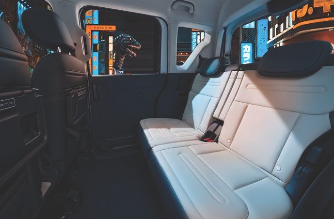 BYD Racco rear seat seen through the open sliding door