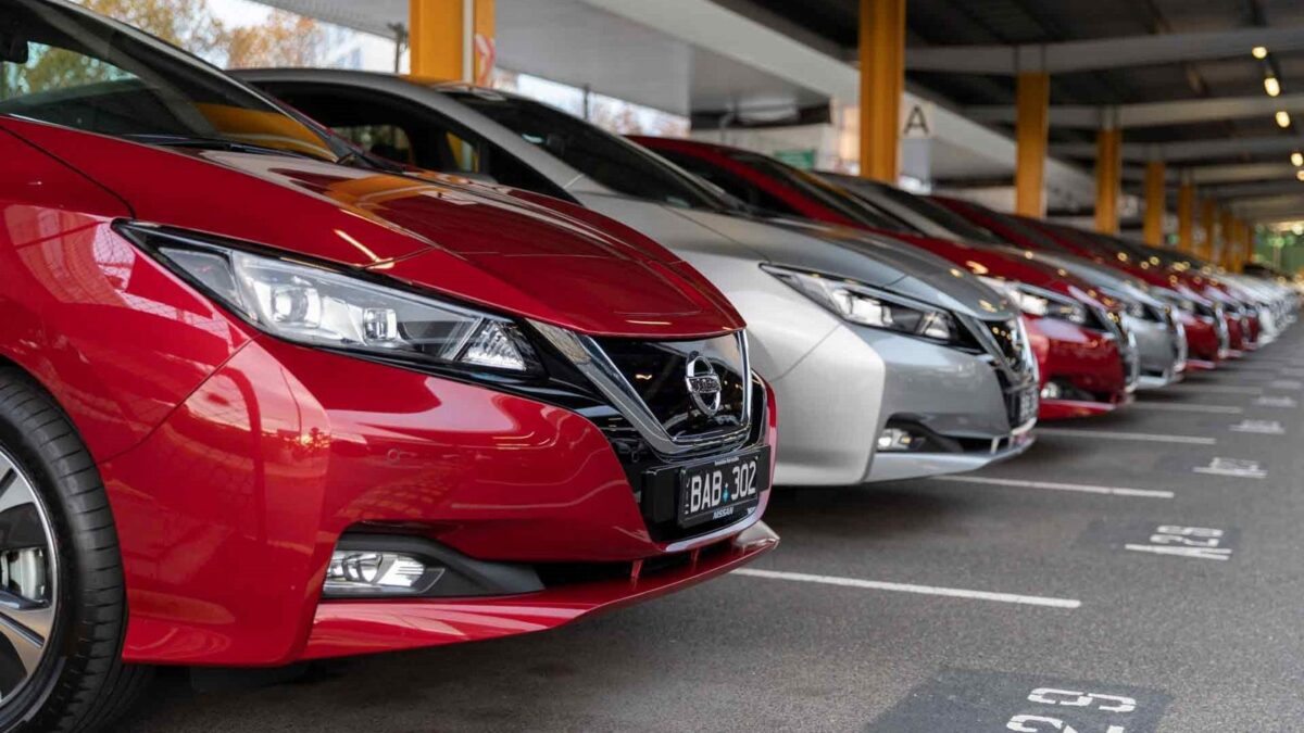Nissan Leaf electric cars from the ACT Government fleet used in Canberra's original REVS vehicle-to-grid trial