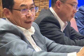 Chery International president Zhang Guibing answering questions at a media round table in Wuhu, China