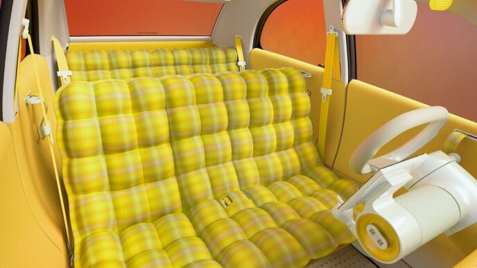 Citroën 2 CV Concept yellow tartan seats