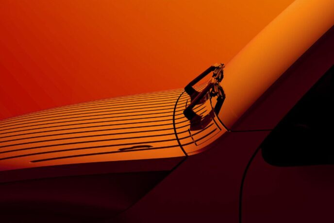 Ridged bonnet and air duct on the electric Citroen 2CV