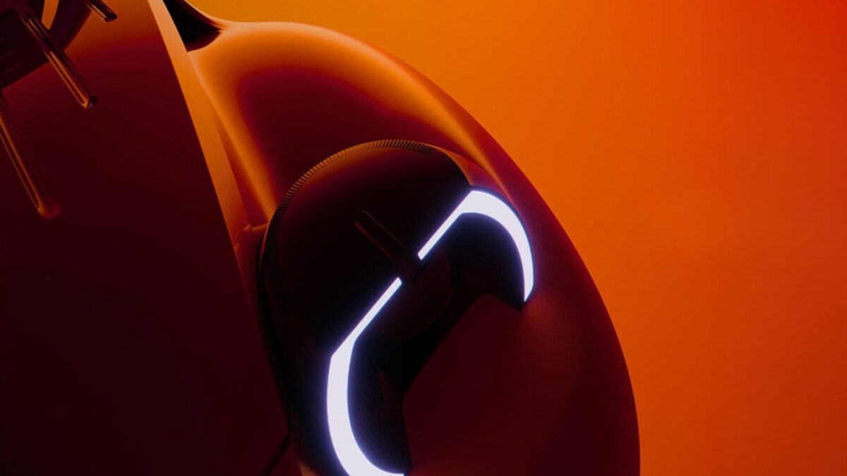 Dome-shaped LED headlight on the front wing of the electric Citroen 2CV
