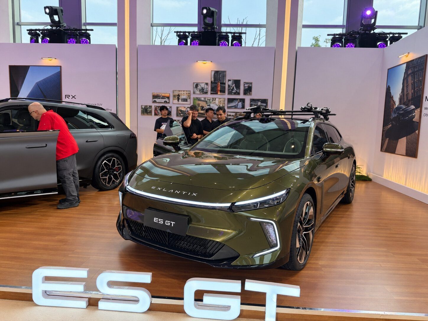 Exlantix ES GT shooting brake in green on display in Shanghai