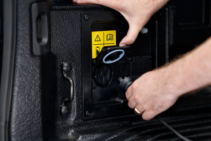 Power outlet in the tray of a Ford Ranger Hybrid