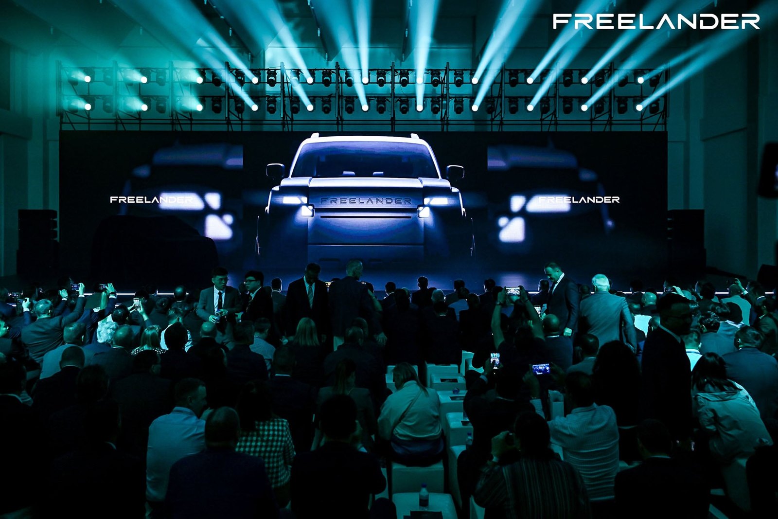 Freelander 8 shown on a big screen at the brand's launch event