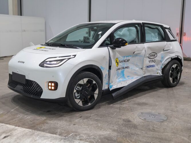 GAC Aion UT after the ANCAP side impact crash test