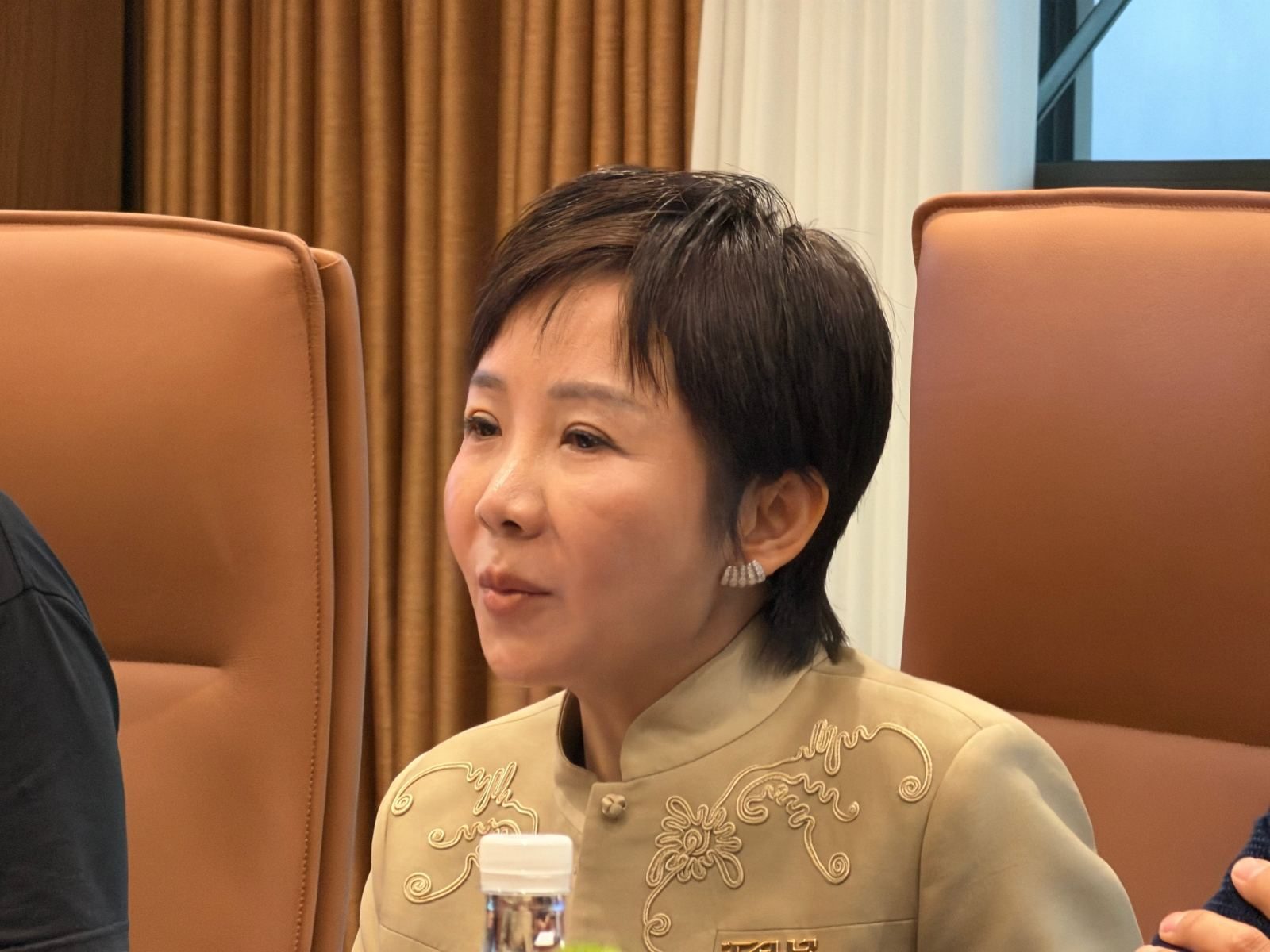 Ronna Luo speaking at an iCAUR media round table in Wuhu