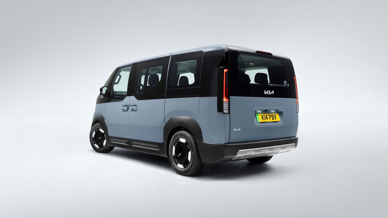 Kia PV5 Passenger electric van, rear view from the left