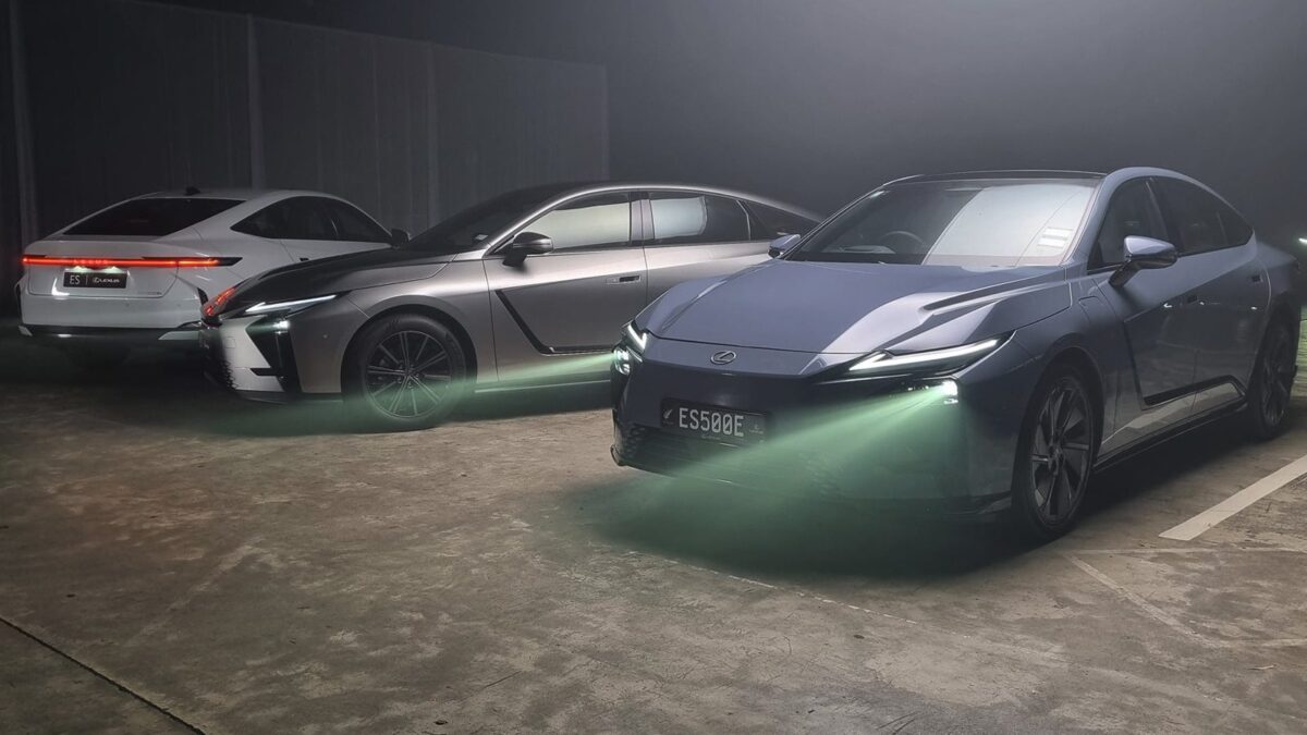 Three new Lexus ES sedans lined up at the Auckland reveal