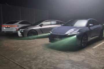 Three new Lexus ES sedans lined up at the Auckland reveal