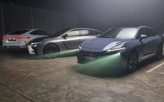 Three new Lexus ES sedans lined up at the Auckland reveal