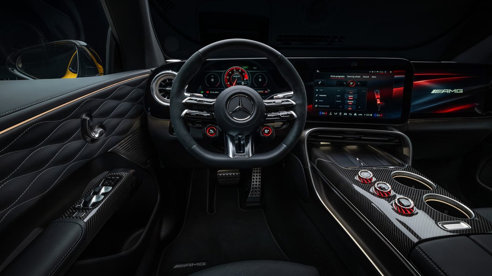 Mercedes-AMG GT SUV dashboard with digital cluster and central touchscreen