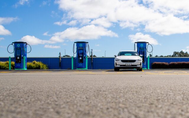 Polestar 2 parked at Meridian rapid EV chargers