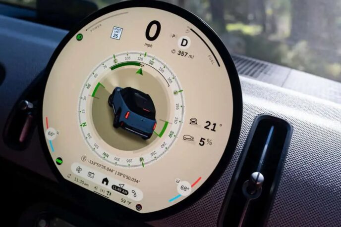 Mini Countryman Untamed Edition circular display showing off-road information