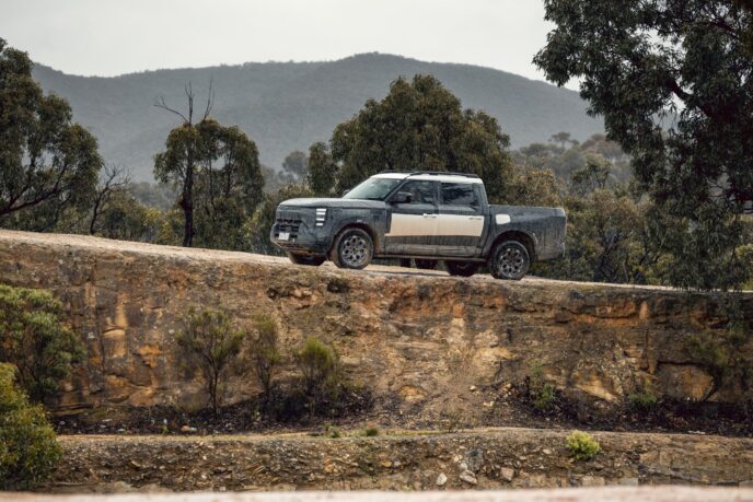 Nissan Navara Pro PHEV prototype on a ridge