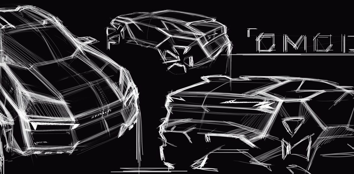 Design sketches of the Omoda X concept SUV