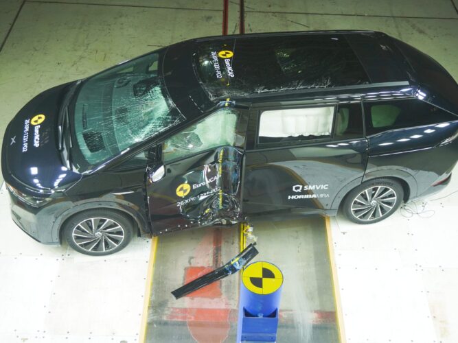 XPeng X9 after the ANCAP oblique pole crash test