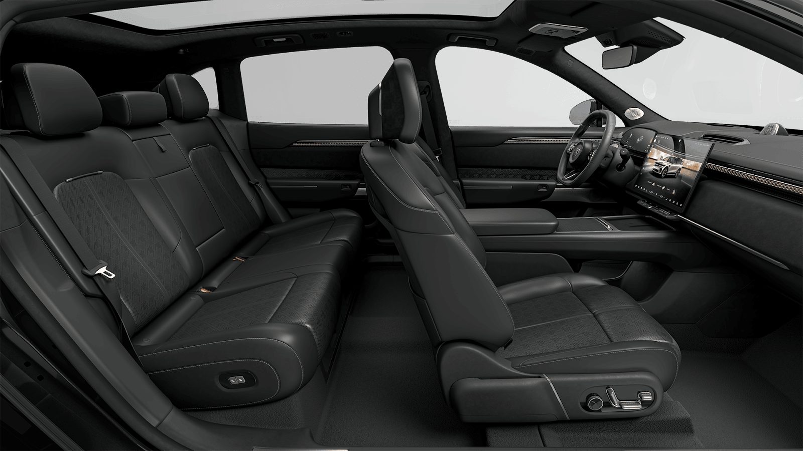 Front and rear seats of the updated Zeekr 7X with leather trim